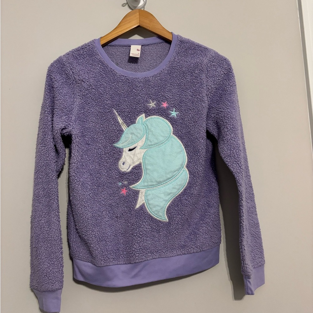 SO Unicorn Pajama Top Sz 14 EUC